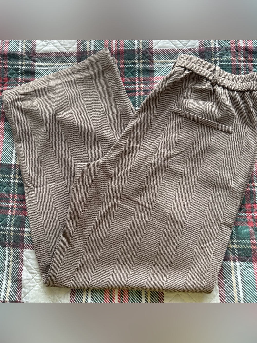 Kistore Wide Leg Women's Pants in Taupe Herringbone